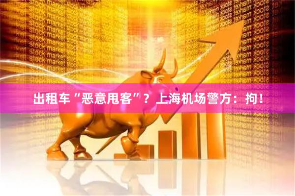 出租车“恶意甩客”？上海机场警方：拘！